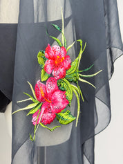 Blumarine 2000s Black Hibiscus Embroidered Bikini and Sarong Set – M/L