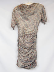 Isabel Marant 2010s Metallic Ikat Print Silk Ruched Dress - S/M