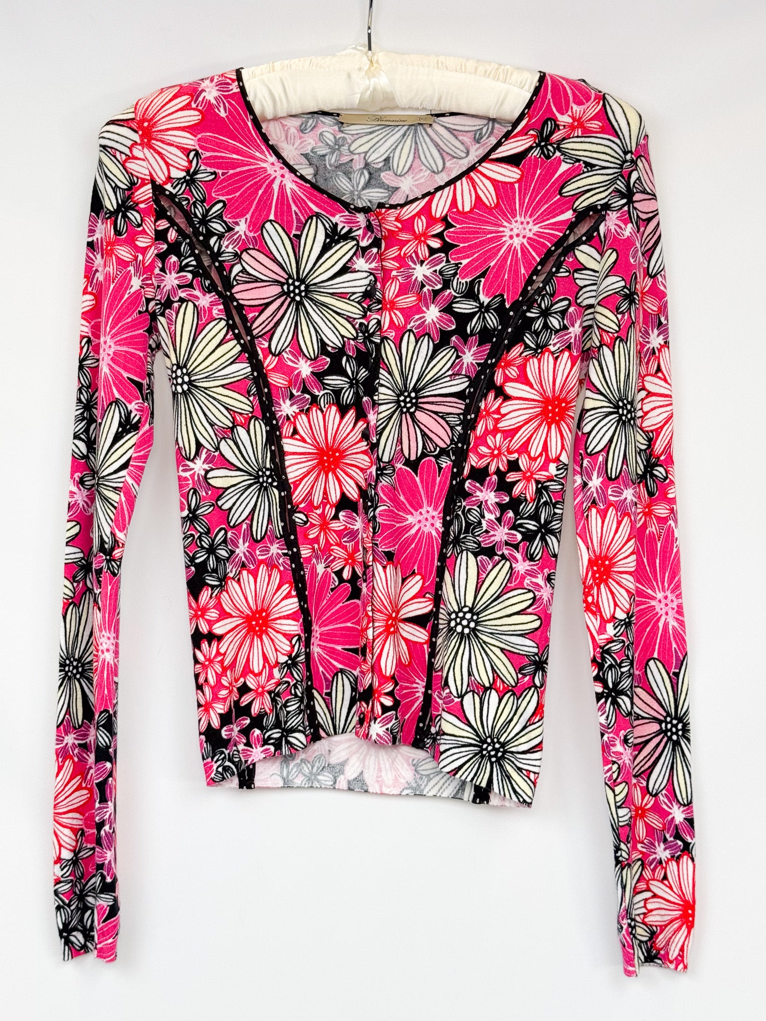 Blumarine 2000s Pink Daisy Print Cardigan - S