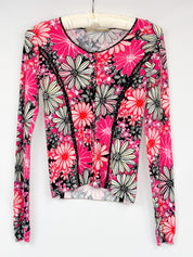 Blumarine 2000s Pink Daisy Print Cardigan - S