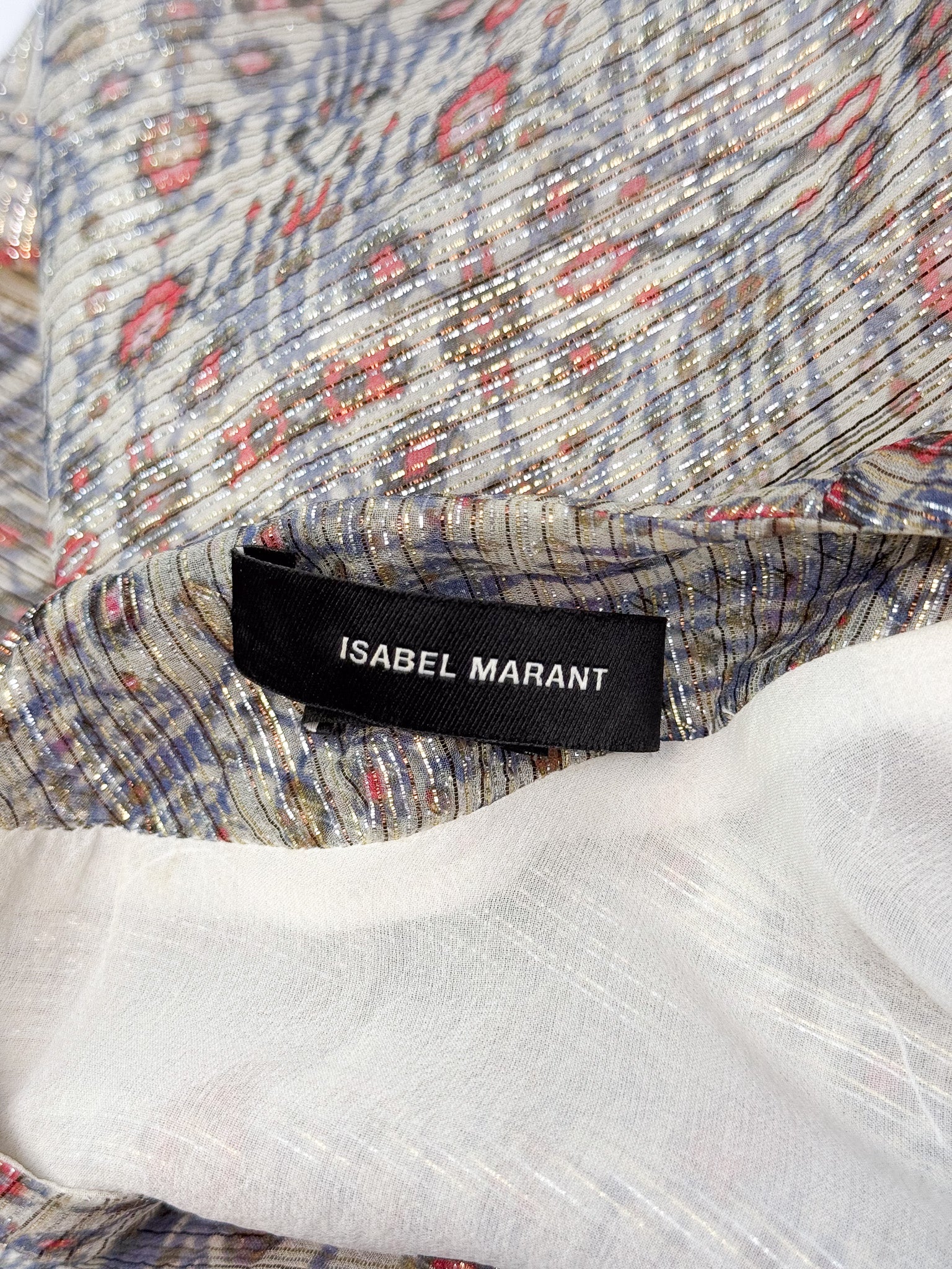 Isabel Marant 2010s Metallic Ikat Print Silk Ruched Dress - S/M