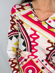 Emilio Pucci Red Abstract Print Long Sleeve Top – M