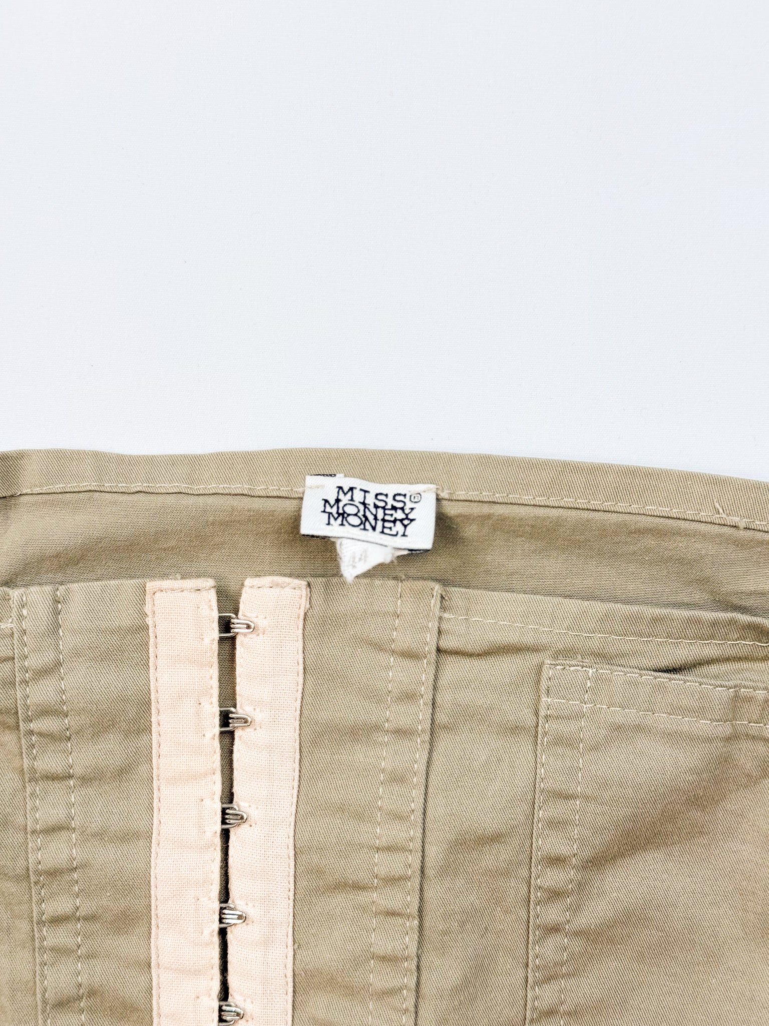 Miss Money Money 2000s Khaki Cargo Corset Tube Top - XS/S