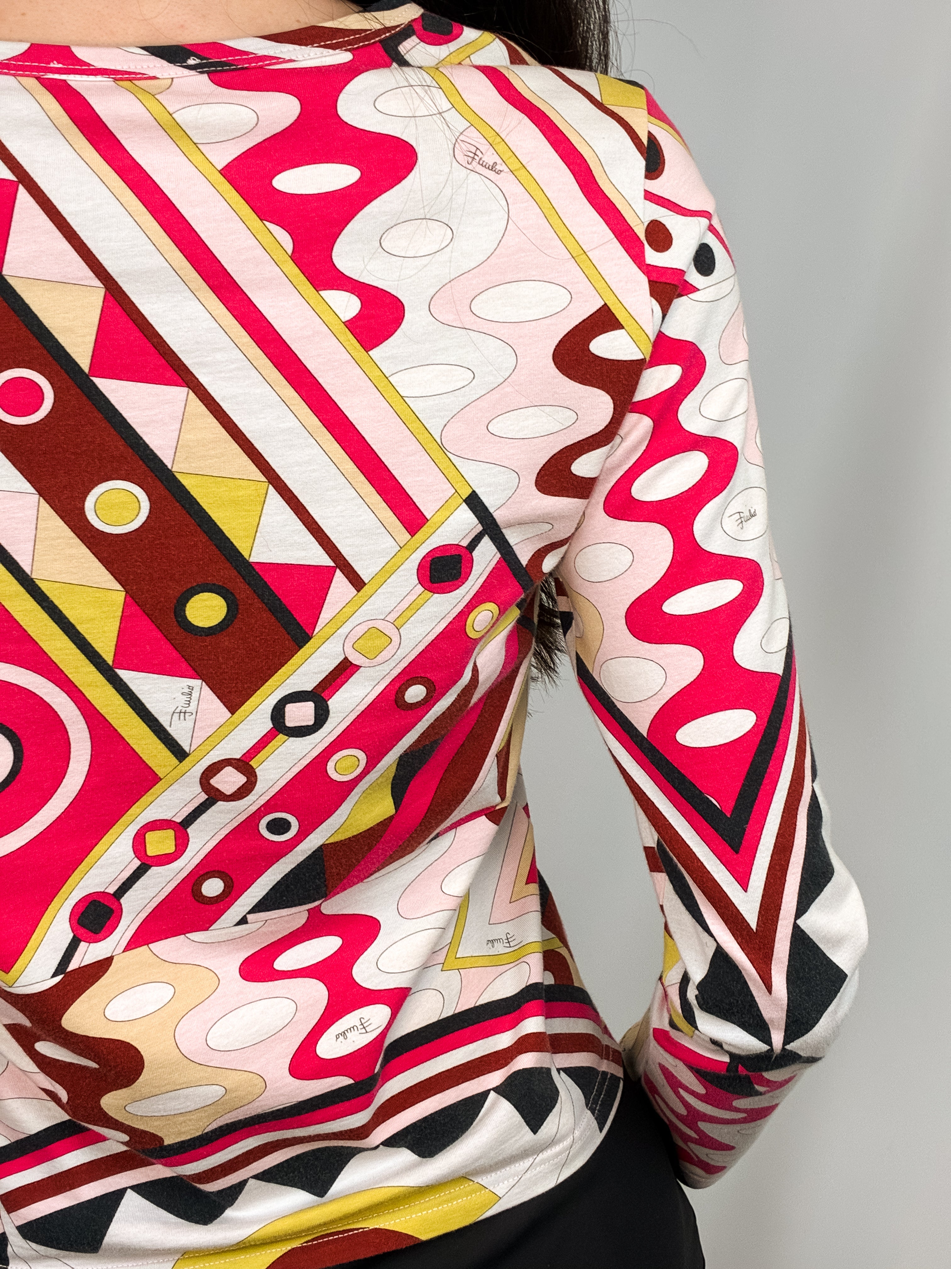 Emilio Pucci Red Abstract Print Long Sleeve Top – M
