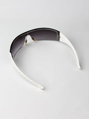 Gucci 2000s White GG Monogram Shield Sunglasses