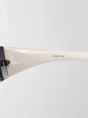 Gucci 2000s White GG Monogram Shield Sunglasses