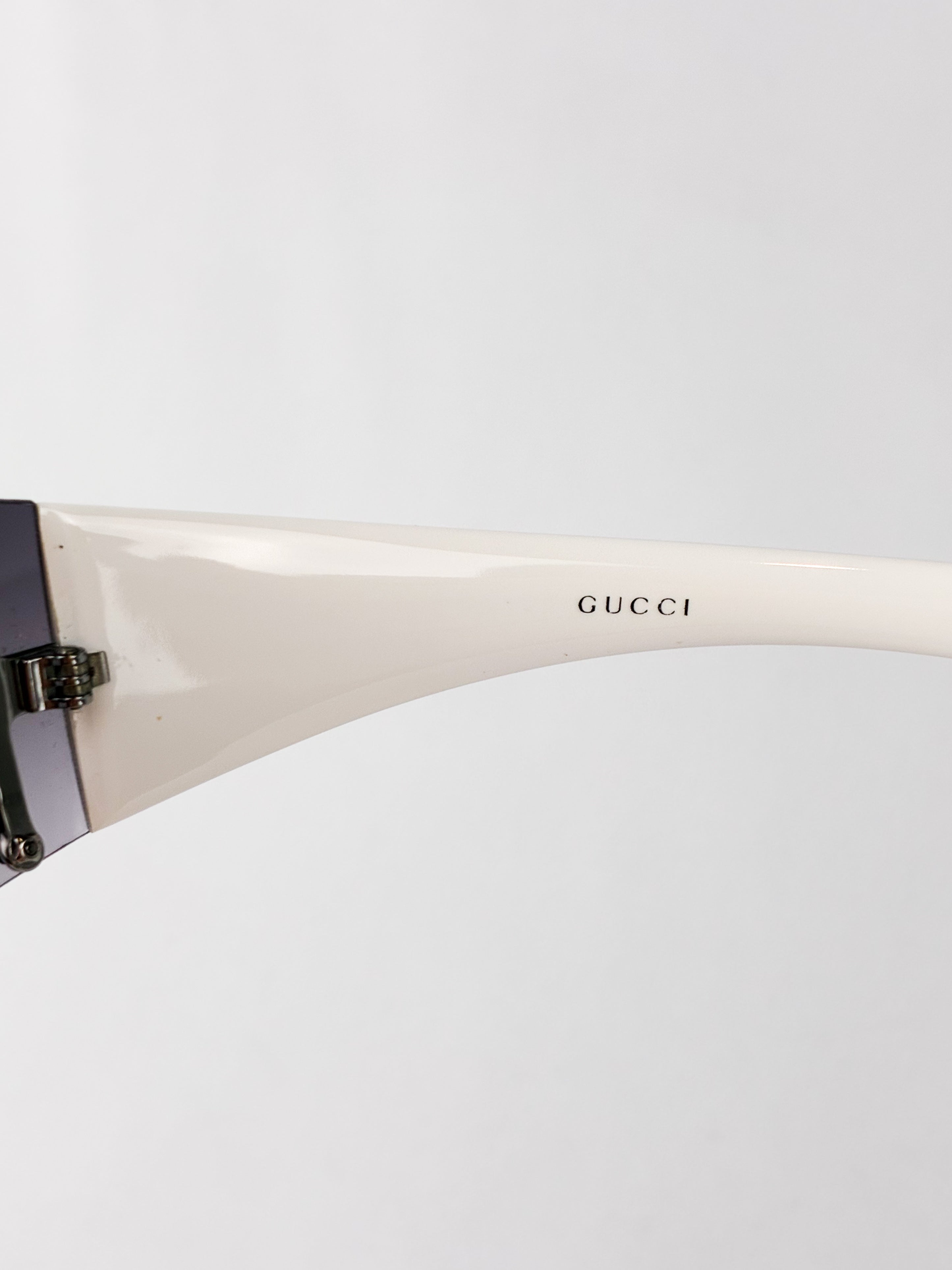 Gucci 2000s White GG Monogram Shield Sunglasses