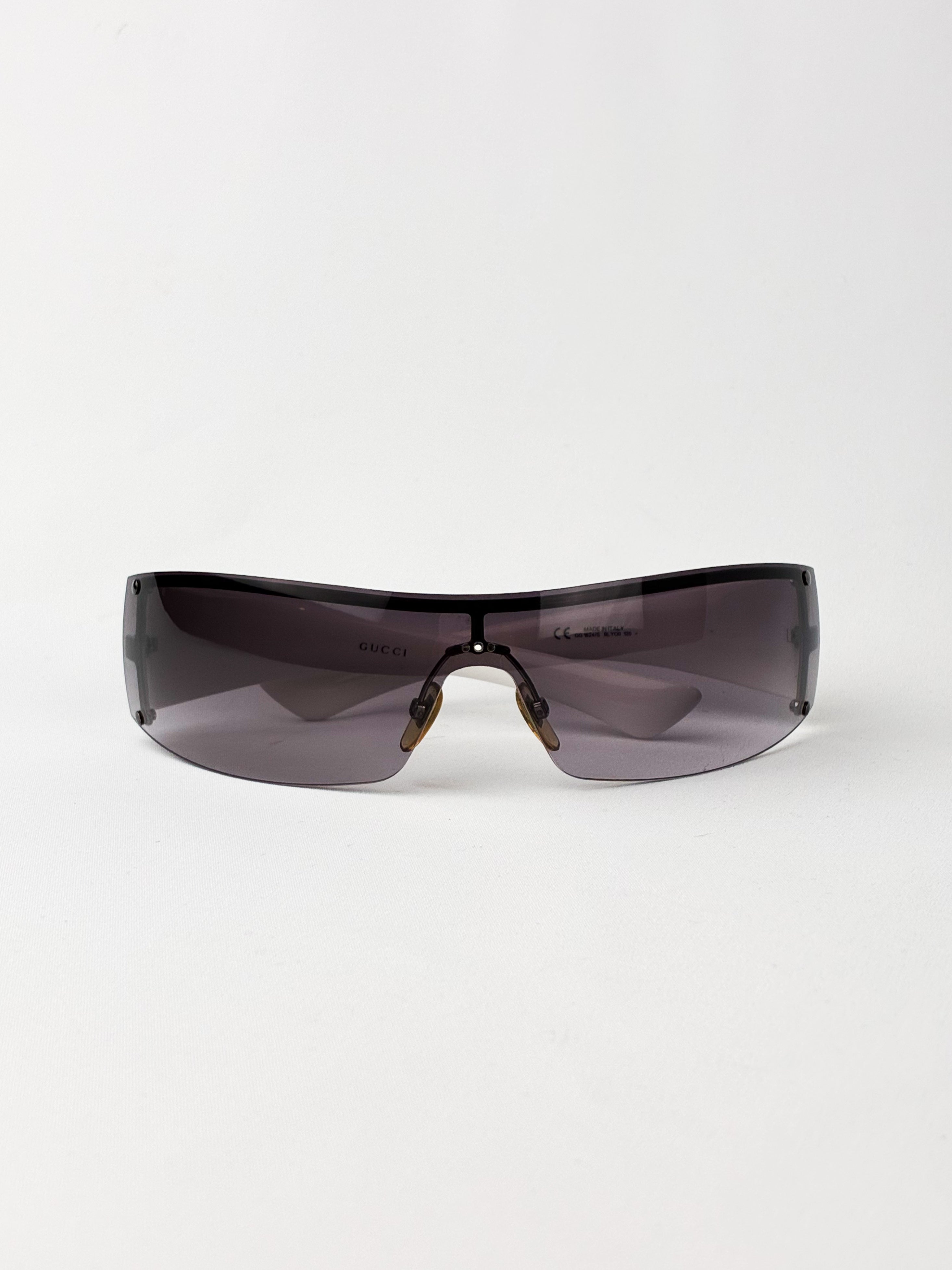 Gucci 2000s White GG Monogram Shield Sunglasses