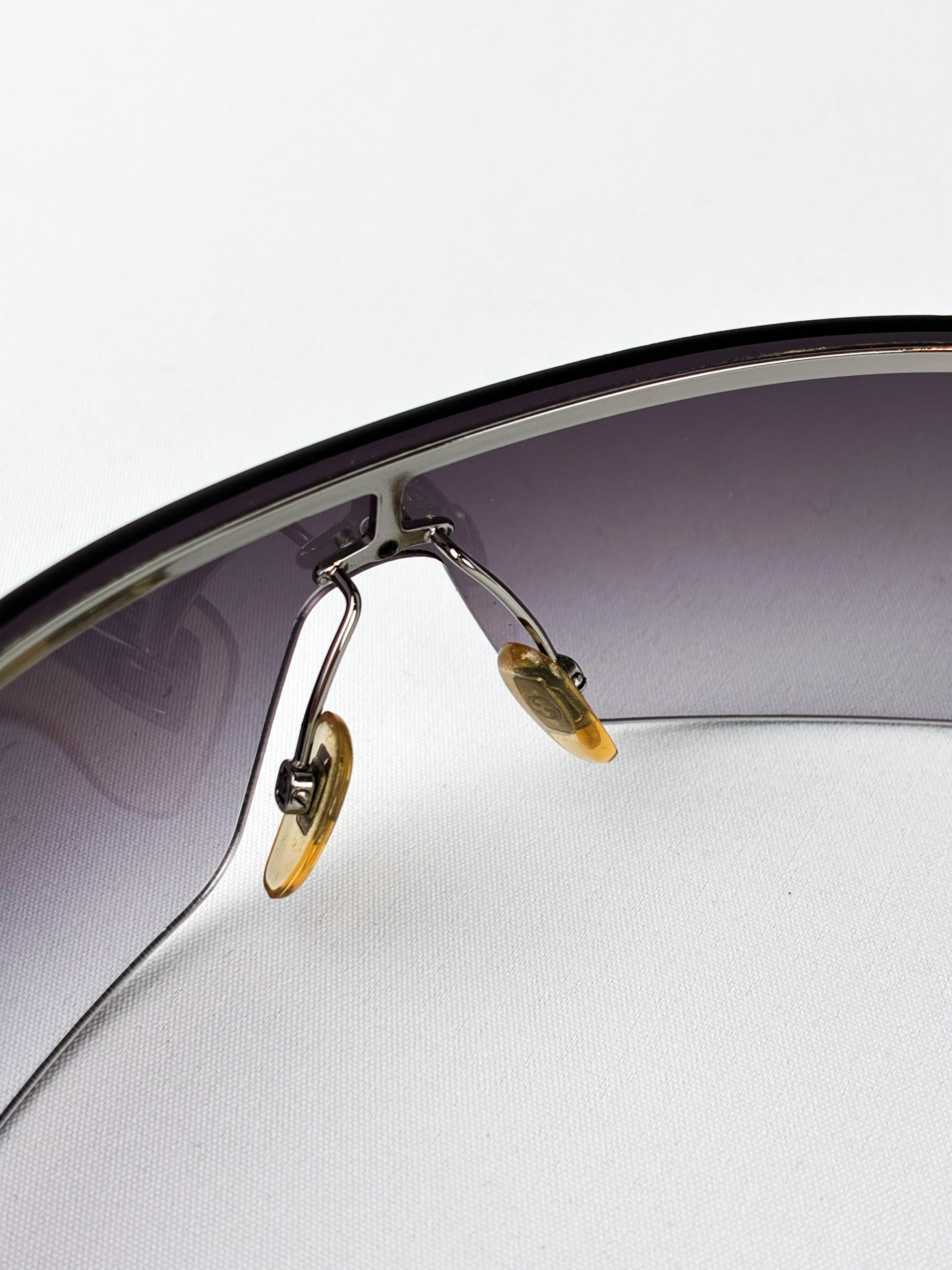 Gucci 2000s White GG Monogram Shield Sunglasses