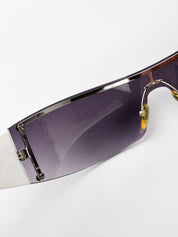 Gucci 2000s White GG Monogram Shield Sunglasses