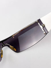 Gucci 2000s White GG Monogram Shield Sunglasses