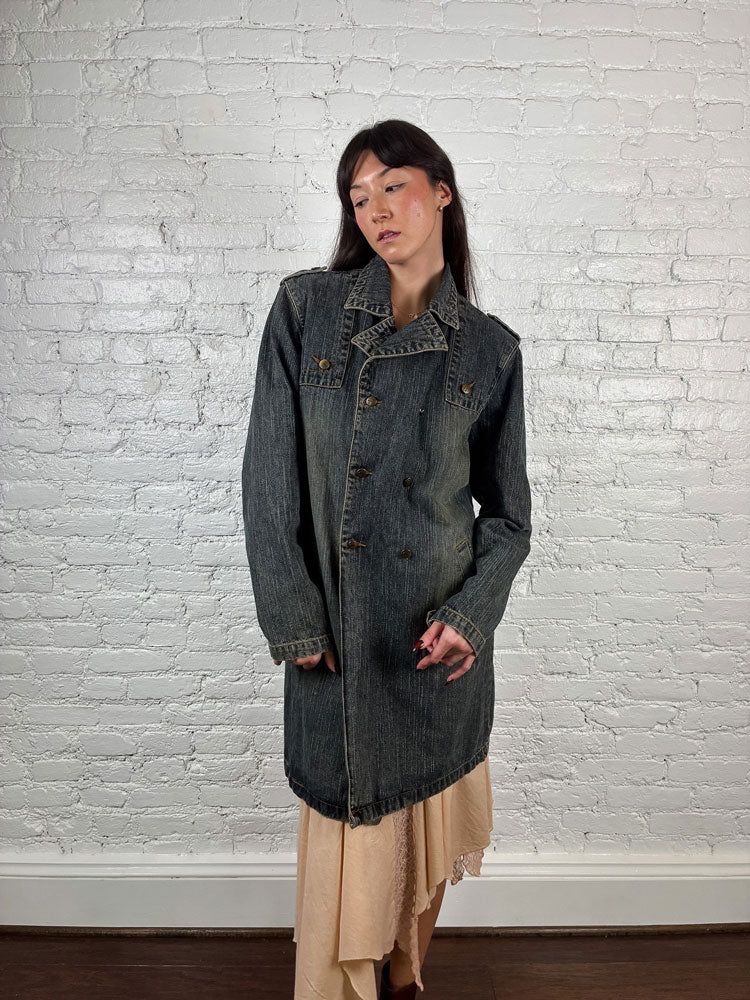 Just Cavalli 2000s Denim Trench