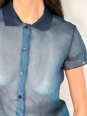 Gianfranco Ferré 2000s Teal Sheer Organza Blouse - S/M