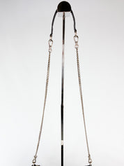 Mariella Burani 2000s Black Satin Leather Rosette Chain Shoulder Bag