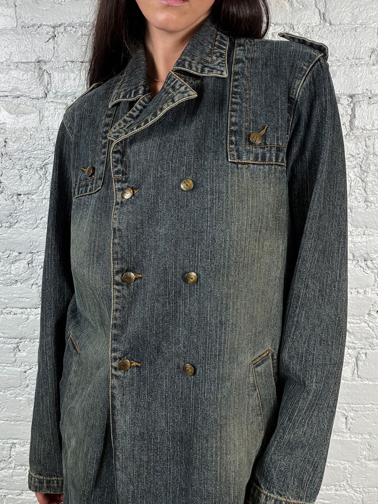 Just Cavalli 2000s Denim Trench
