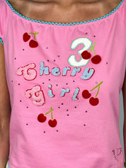 Voyage Passion 2000s Cherry Girl Rhinestone Applique Crop Top - XL