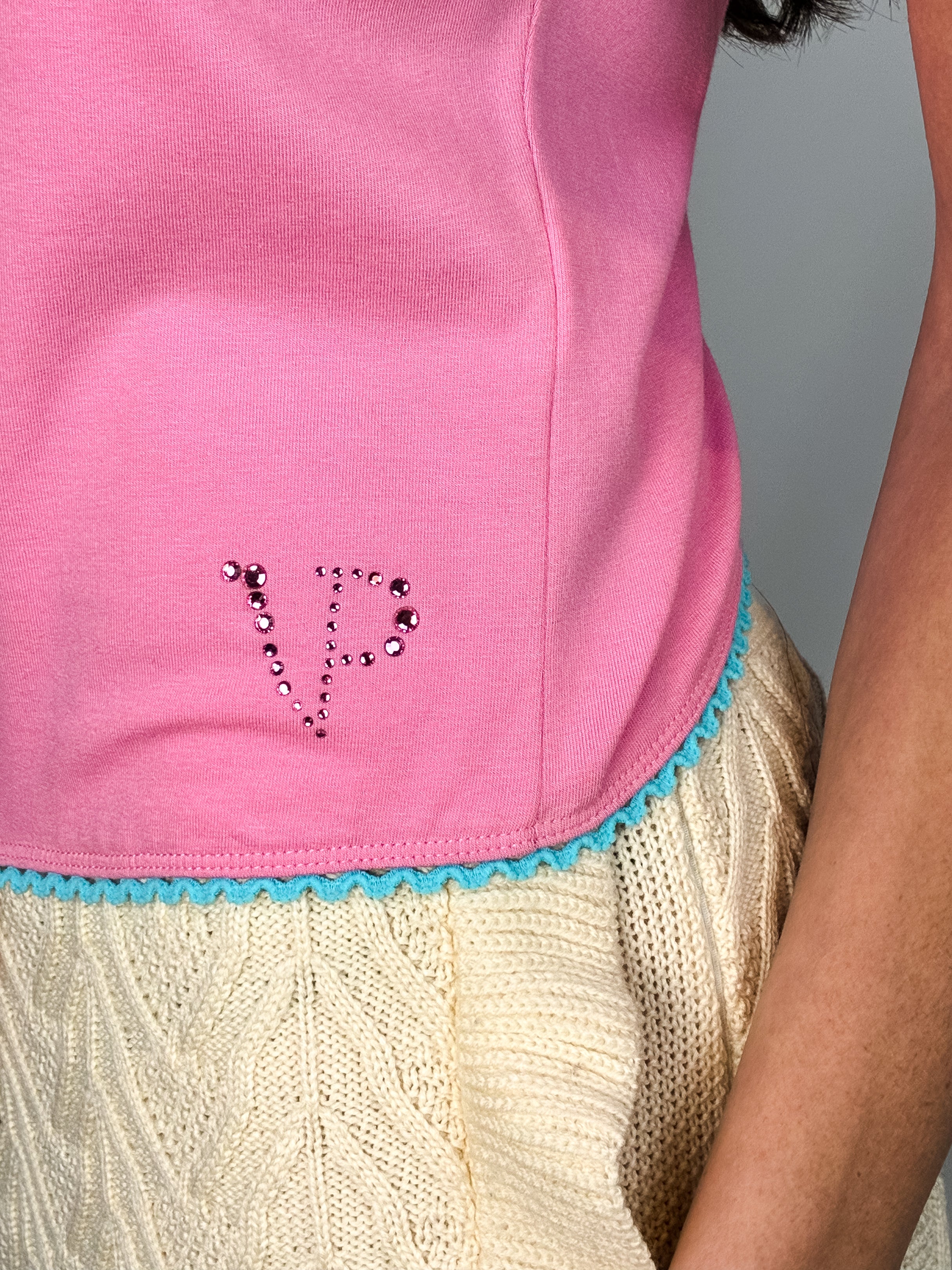 Voyage Passion 2000s Cherry Girl Rhinestone Applique Crop Top - XL