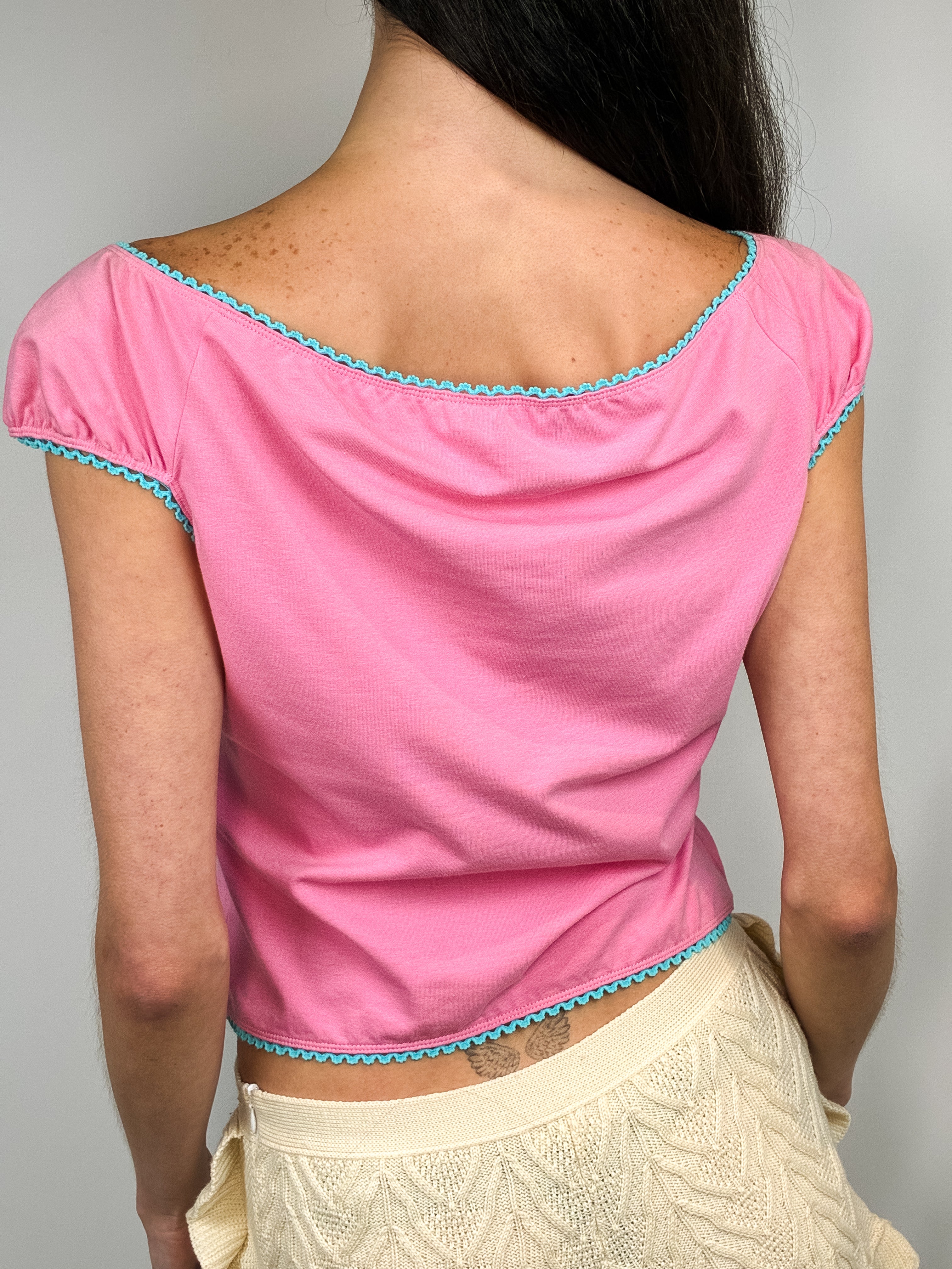 Voyage Passion 2000s Cherry Girl Rhinestone Applique Crop Top - XL