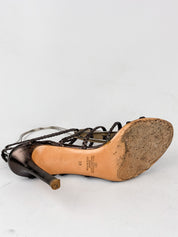Valentino Garavani 2000s Bronze Braided Leather Cage Sandals - 38