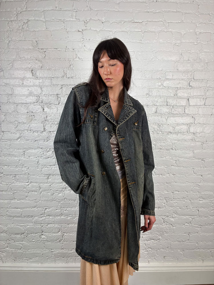 Just Cavalli 2000s Denim Trench