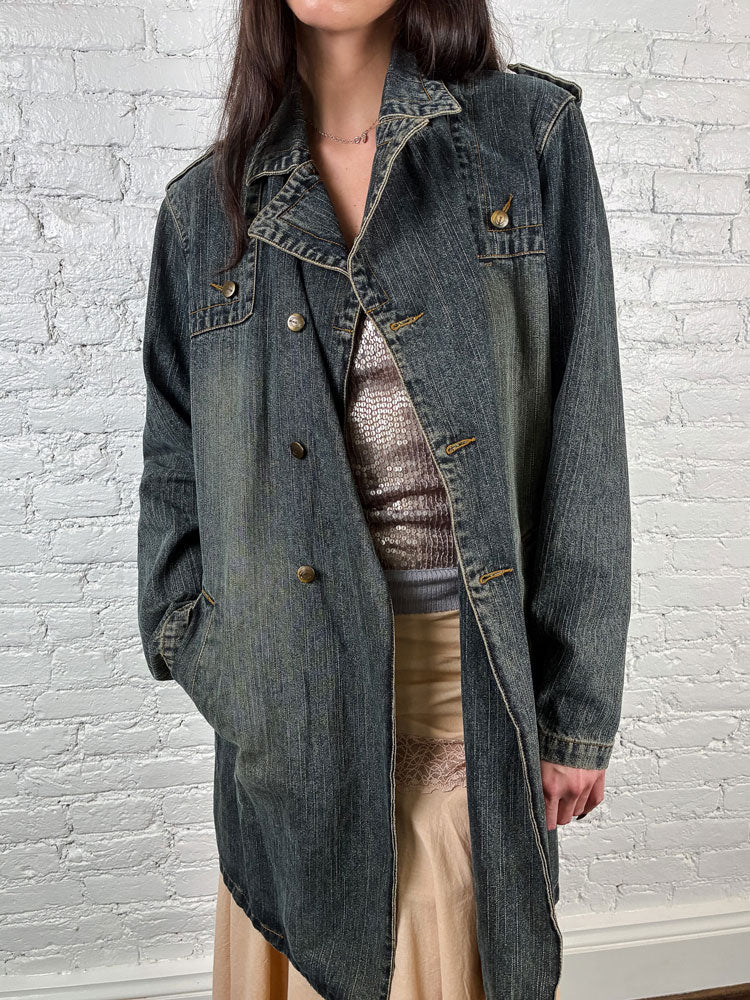 Just Cavalli 2000s Denim Trench