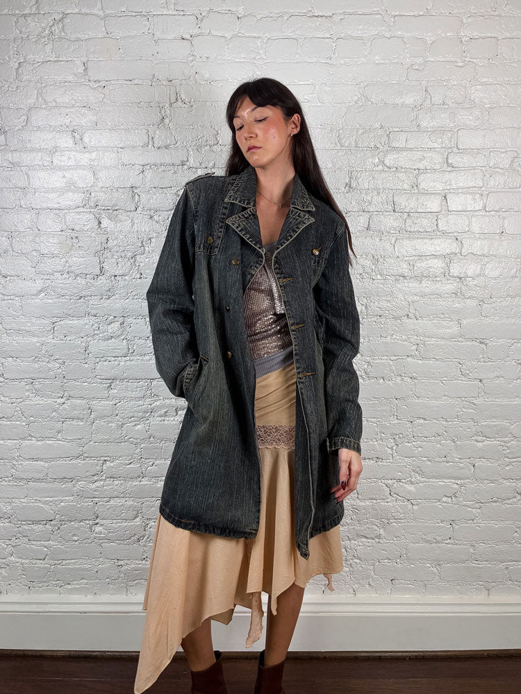 Just Cavalli 2000s Denim Trench