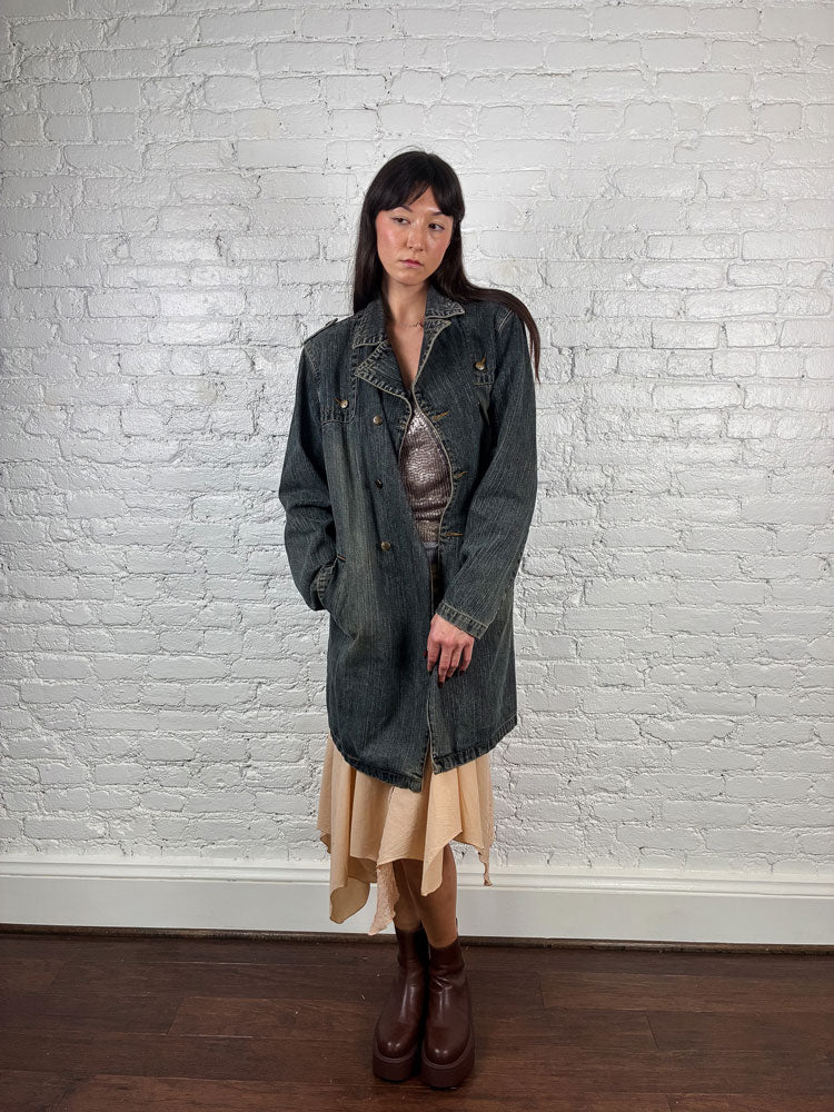 Just Cavalli 2000s Denim Trench