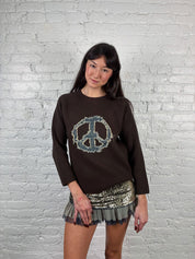 Moschino Jeans 2000s Brown Peace Sign Sweater
