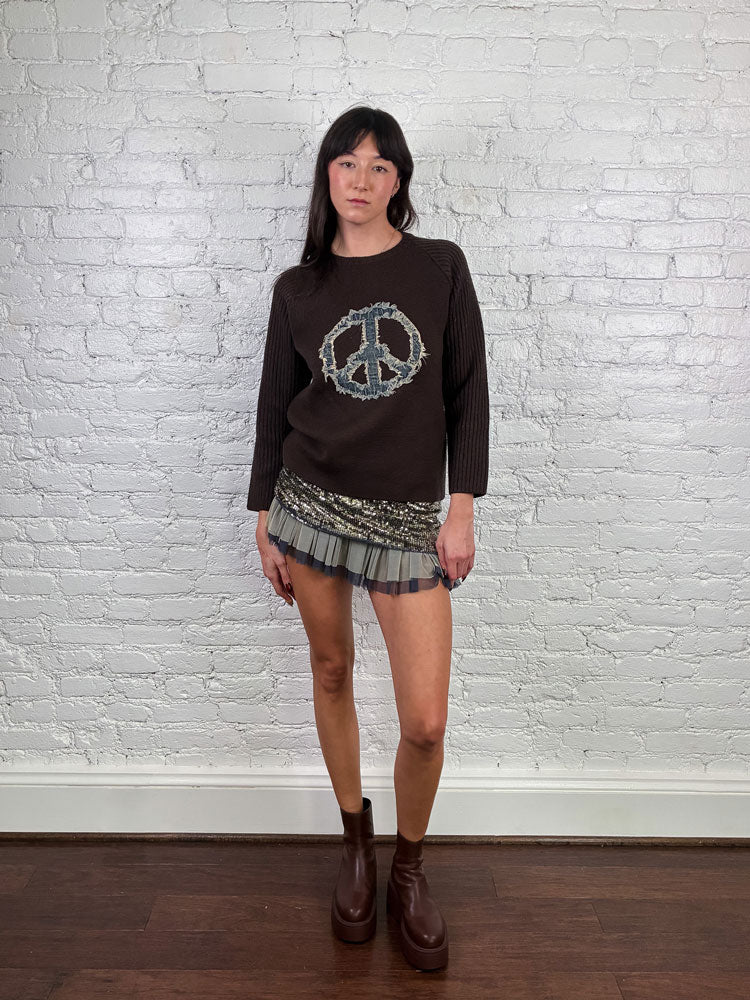 Moschino Jeans 2000s Brown Peace Sign Sweater