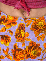 Plein Sud 1990s Lavender Orange Rose Print Cotton Mini Skirt - S