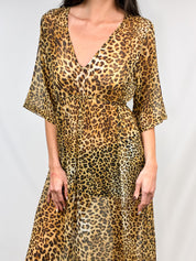 La Perla Leopard Print Sheer Maxi Kaftan Dress – L
