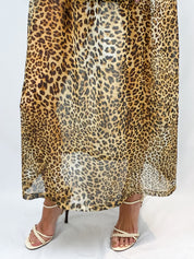 La Perla Leopard Print Sheer Maxi Kaftan Dress – L