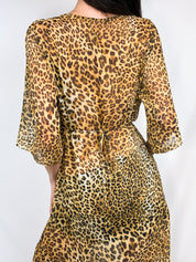 La Perla Leopard Print Sheer Maxi Kaftan Dress – L