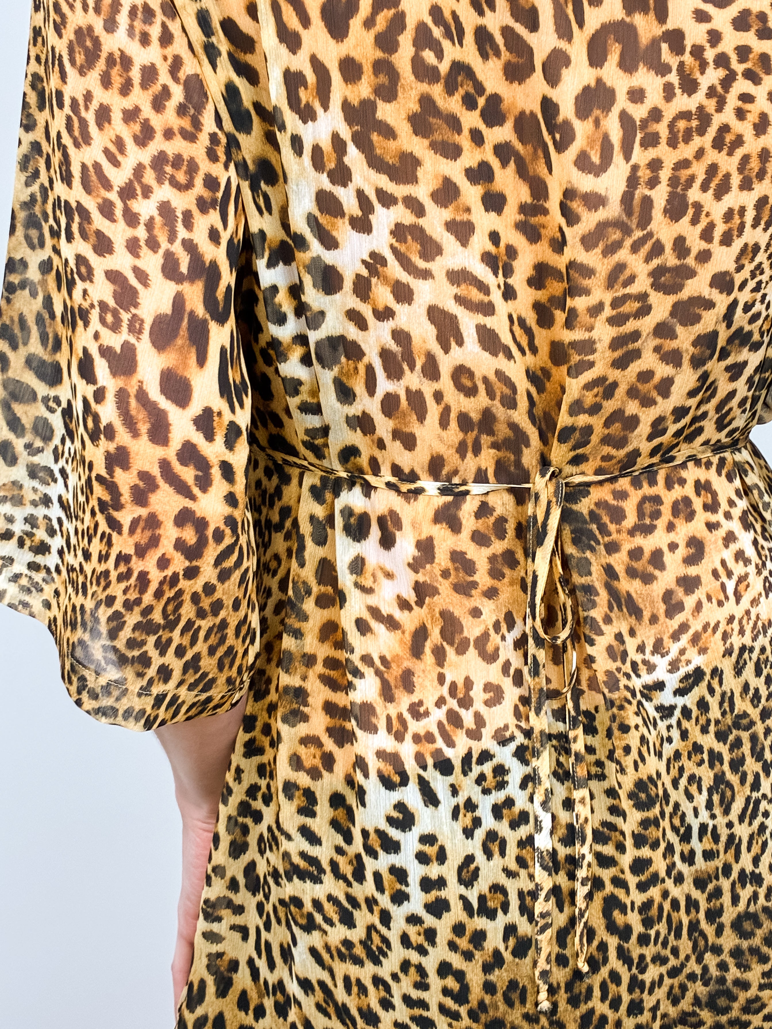 La Perla Leopard Print Sheer Maxi Kaftan Dress – L