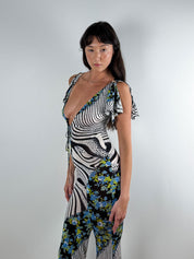 Roberto Cavalli Freedom 2000s Floral Zebra Print Jumpsuit