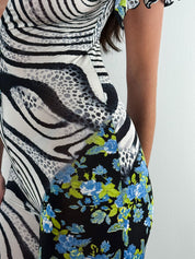 Roberto Cavalli Freedom 2000s Floral Zebra Print Jumpsuit