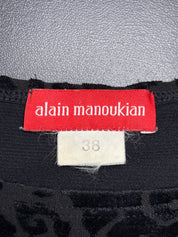 Alain Manoukian 1990s Black Velvet Jacquard Mini Dress - XS/S