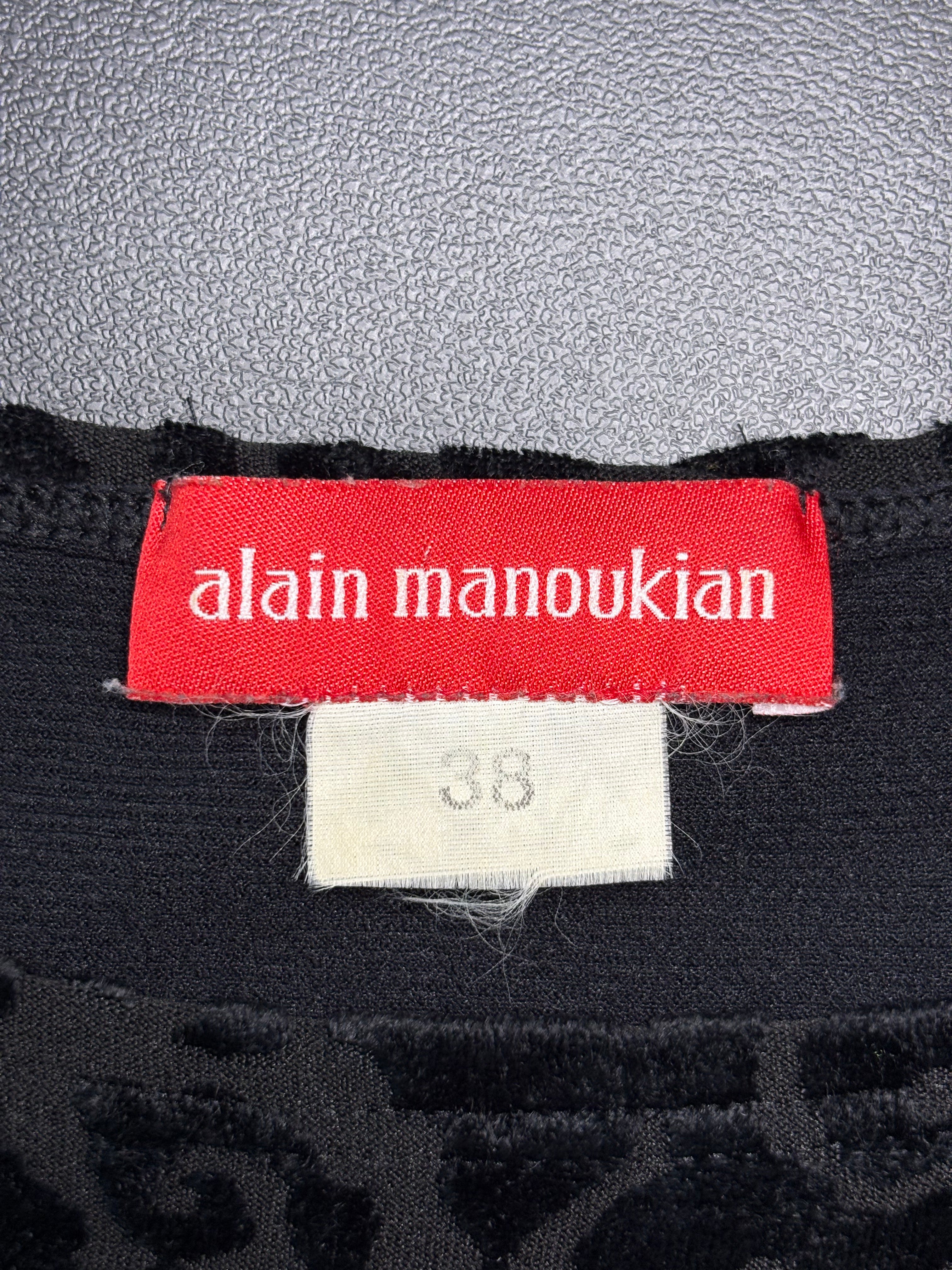 Alain Manoukian 1990s Black Velvet Jacquard Mini Dress - XS/S