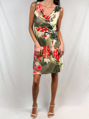 Galliano 2000s Floral Velvet Cowl-Neck Mini Dress – M