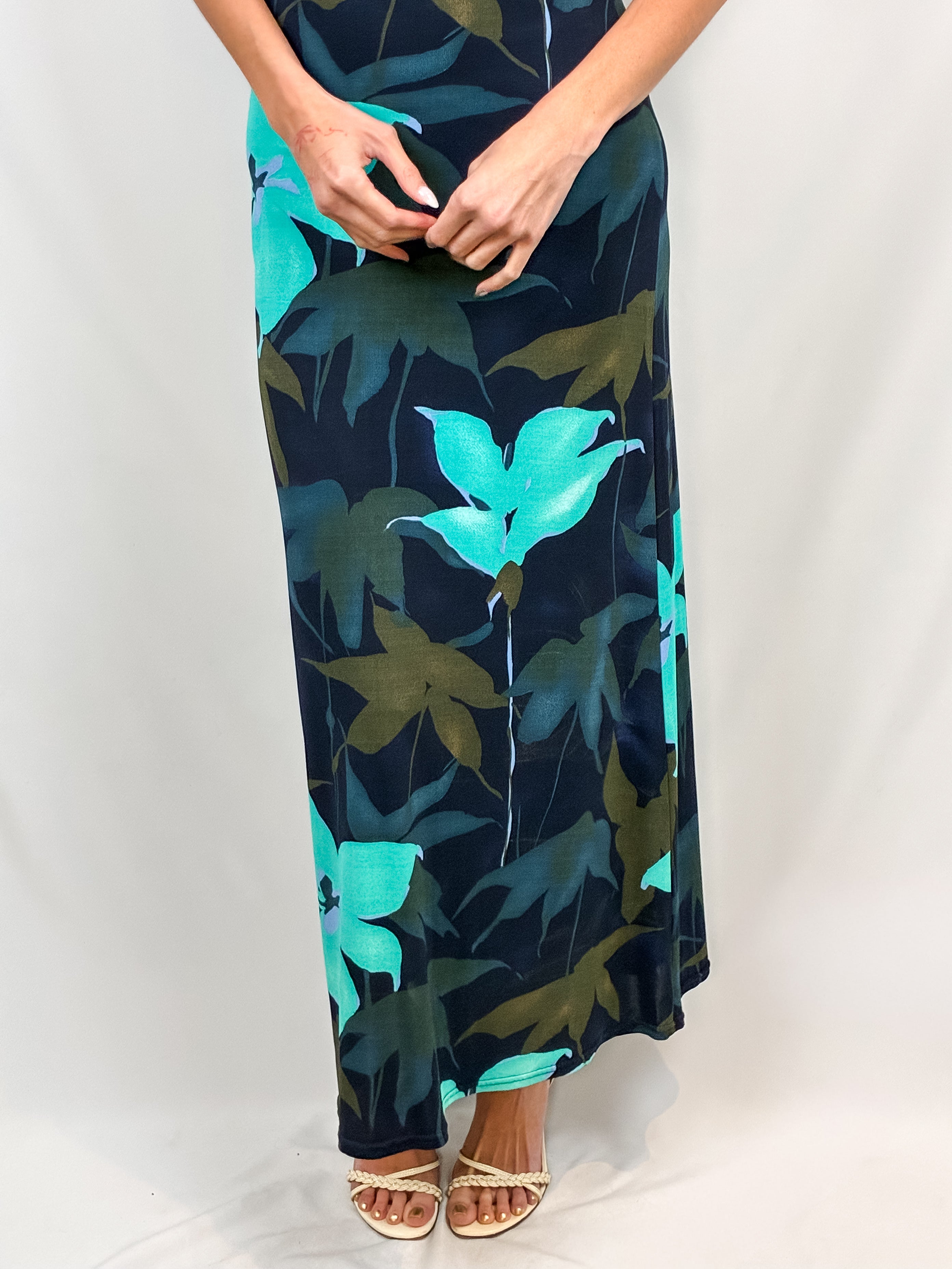 Nemo Blue Tropical Racerback Maxi Dress - XS/S
