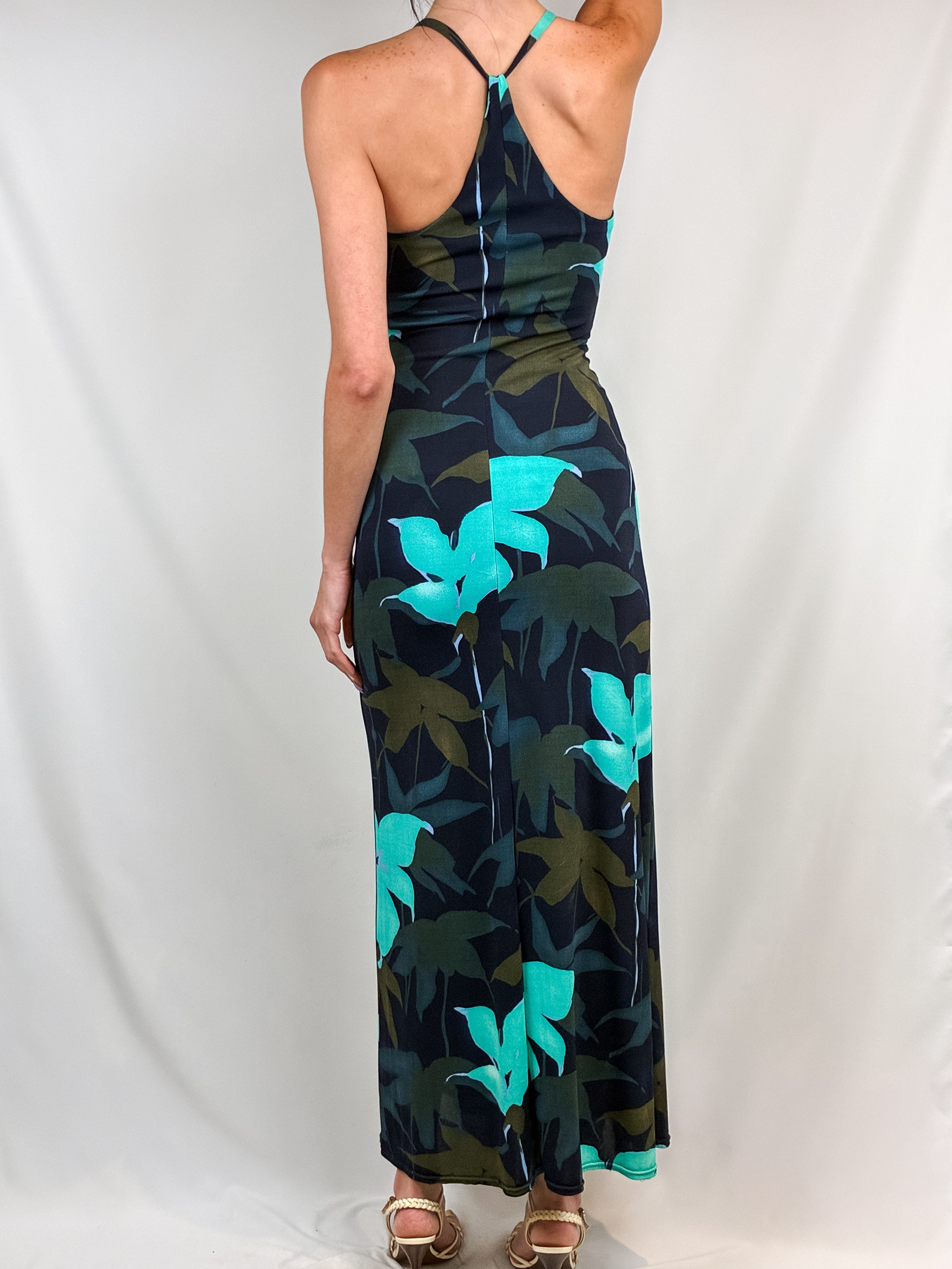 Nemo Blue Tropical Racerback Maxi Dress - XS/S