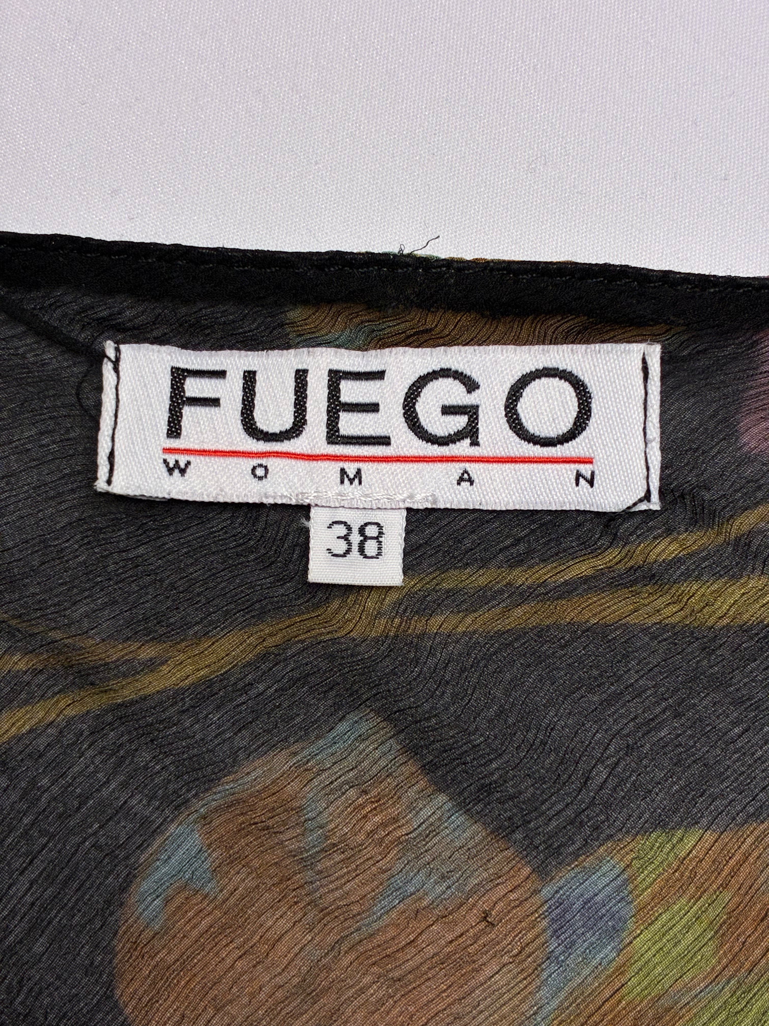Fuego 2000s Black Floral Silk Rosette Camisole - XS/S