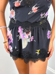 Dolce & Gabbana 2000s Orchid Floral Lace Babydoll Top - S/M