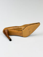 Gucci 2000s Tan Snakeskin Pointed Toe Pumps - EU 40.5 / US 10