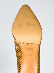 Gucci 2000s Tan Snakeskin Pointed Toe Pumps - EU 40.5 / US 10