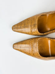 Gucci 2000s Tan Snakeskin Pointed Toe Pumps - EU 40.5 / US 10