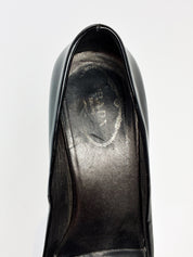 Prada 2000s Black Patent Bow Peep Toe Pumps - EU 36.5