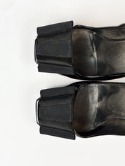 Prada 2000s Black Patent Bow Peep Toe Pumps - EU 36.5