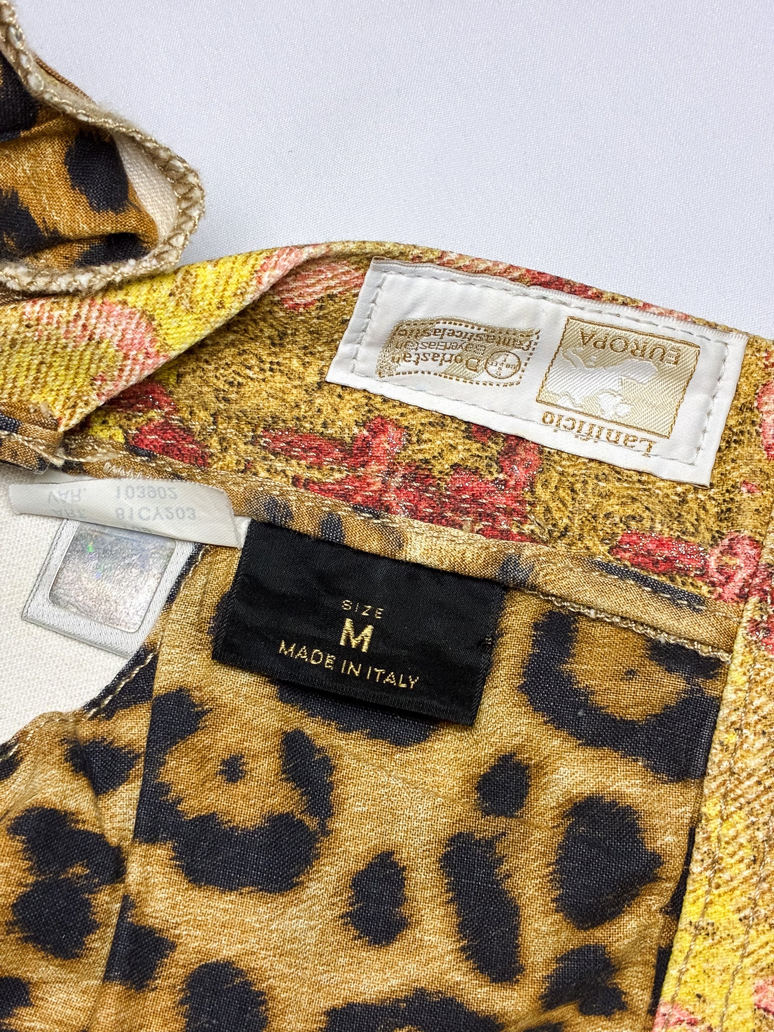 Roberto Cavalli 2000s Gold Tweed Print Low Rise Flare Pants - W28