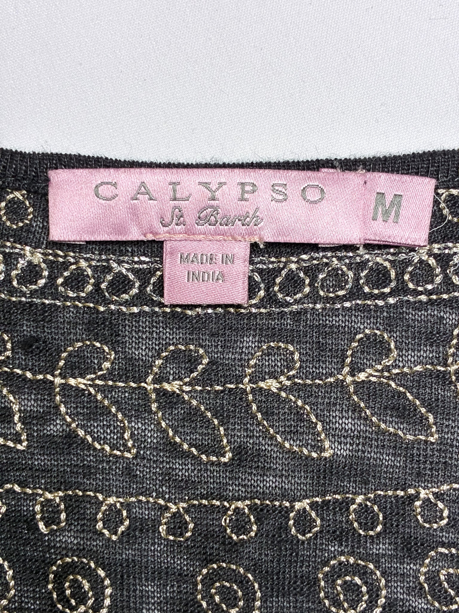 Calypso St. Barth 2000s Black Embroidered Cold-Shoulder Tunic Dress - M